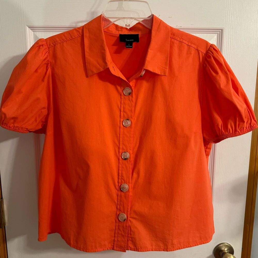 LUMIÈRE Women’s Top Orange/Coral ~ Size L